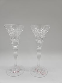 Pair of Cut Crystal Trumpet Vases