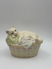 Lenox "The Purr-fect Spot" Cat in Basket Trinket Box