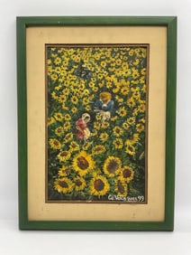 Women in Sunflower Field by Ce. Velazquez (signed, dated 1999)