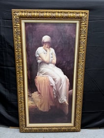 Framed Oil Painting of Reclining Woman