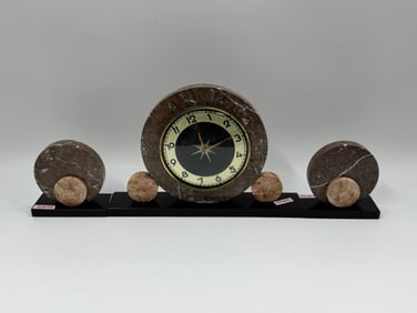 Marble Desk Clock with Spheres