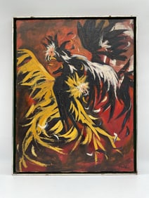 Pelea de Gallos Peruvian Oil Painting