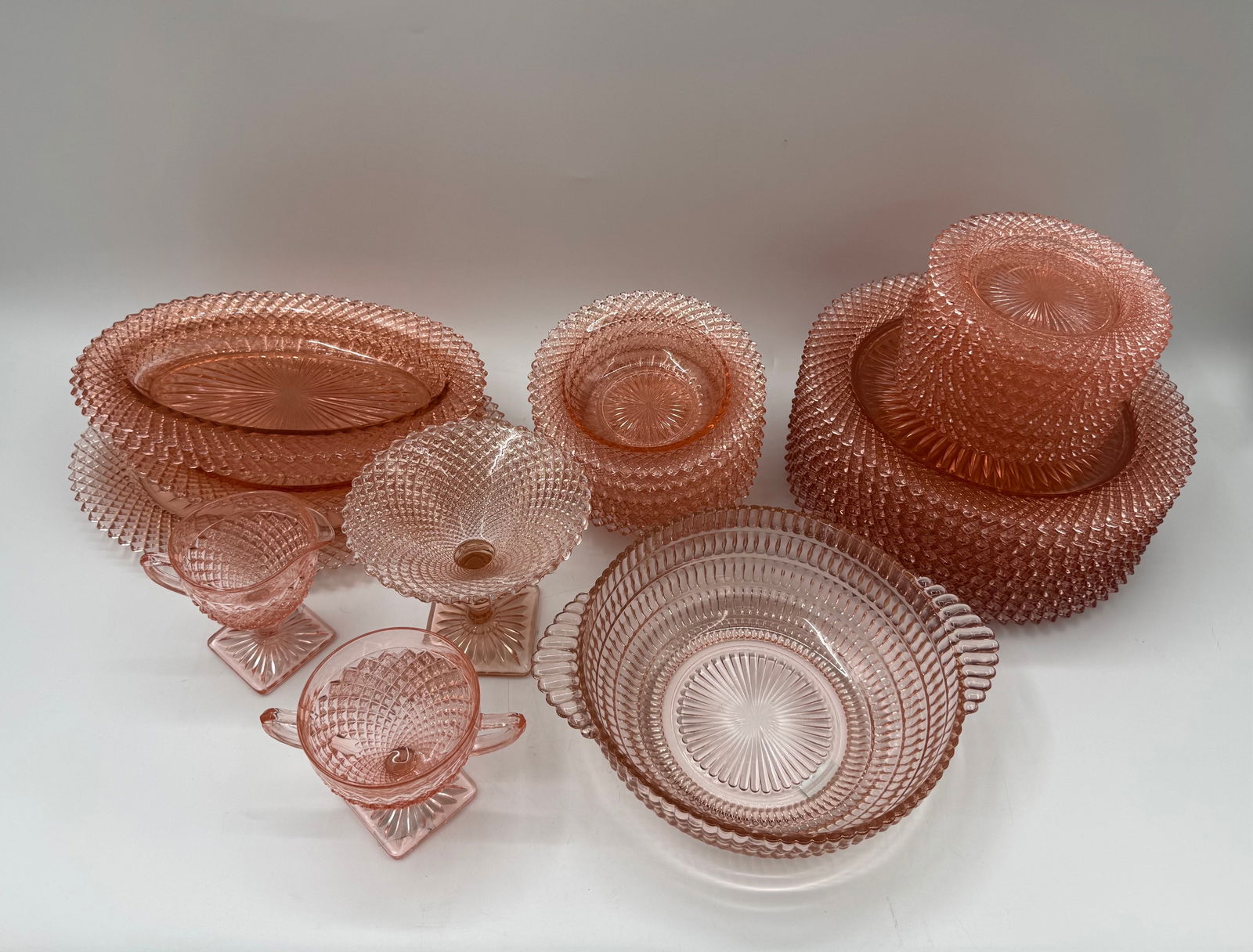 "Miss America" Pattern Pink Depression Glass -  Vintage  - 32 Pieces (1 of 5)