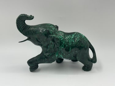 Malachite Elephant Sculpture