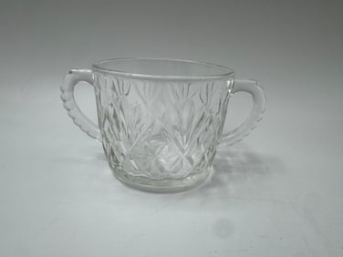 Vintage Clear Glass Sugar Bowl with Handles