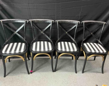 Set of 4 MacKenzie-Childs-Inspired Striped Bistro Chairs