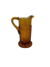 Small Amber Glass Pitcher with Paneled Design