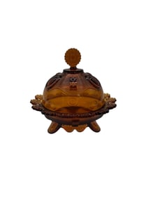 Vintage Amber Glass Butter Dish with Lid