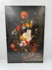 Floral Still Life Oil Painting, Signed