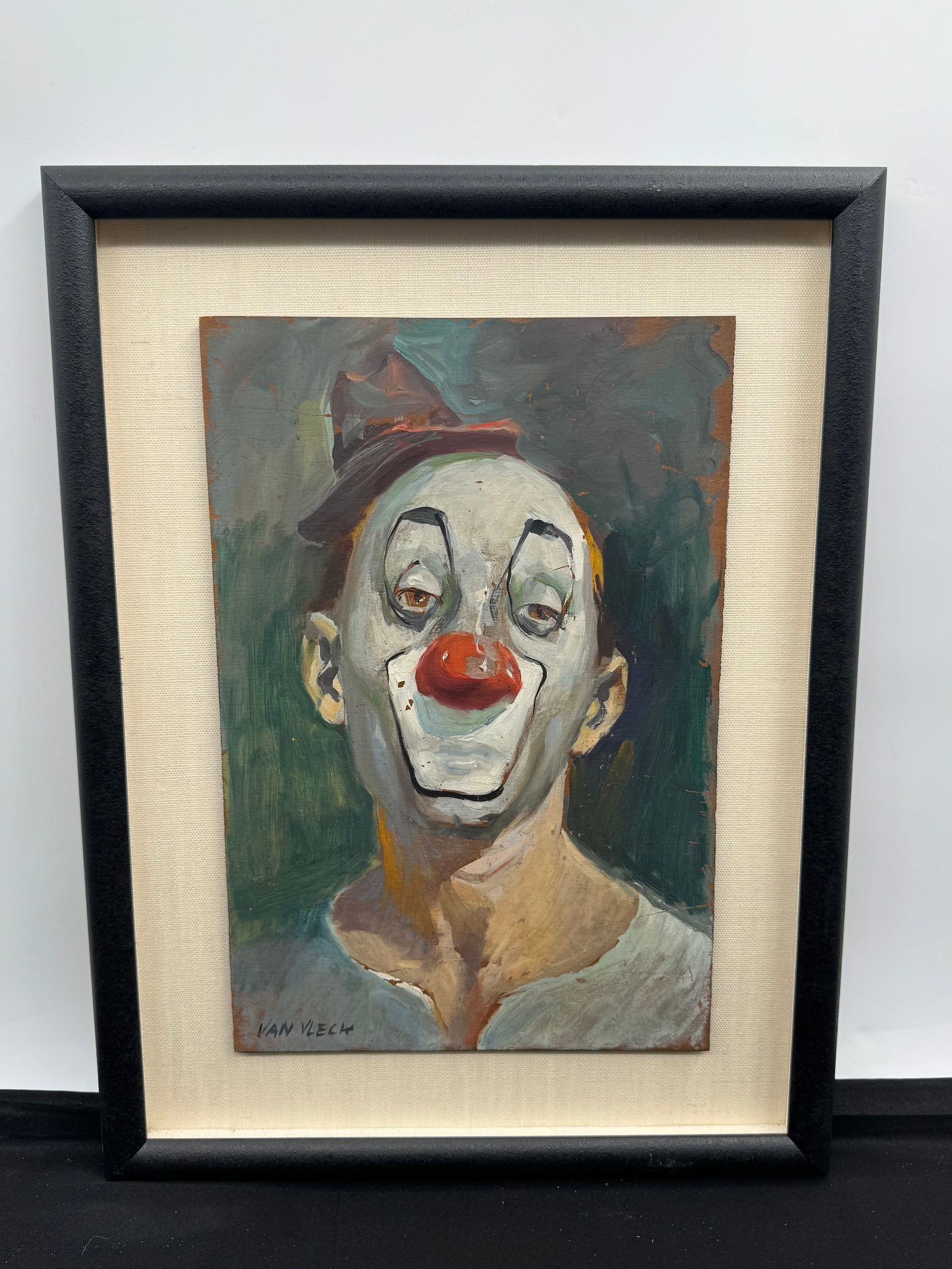 Ivan Vleck, Clown Portrait, Oil on Board, Framed (1 of 3)