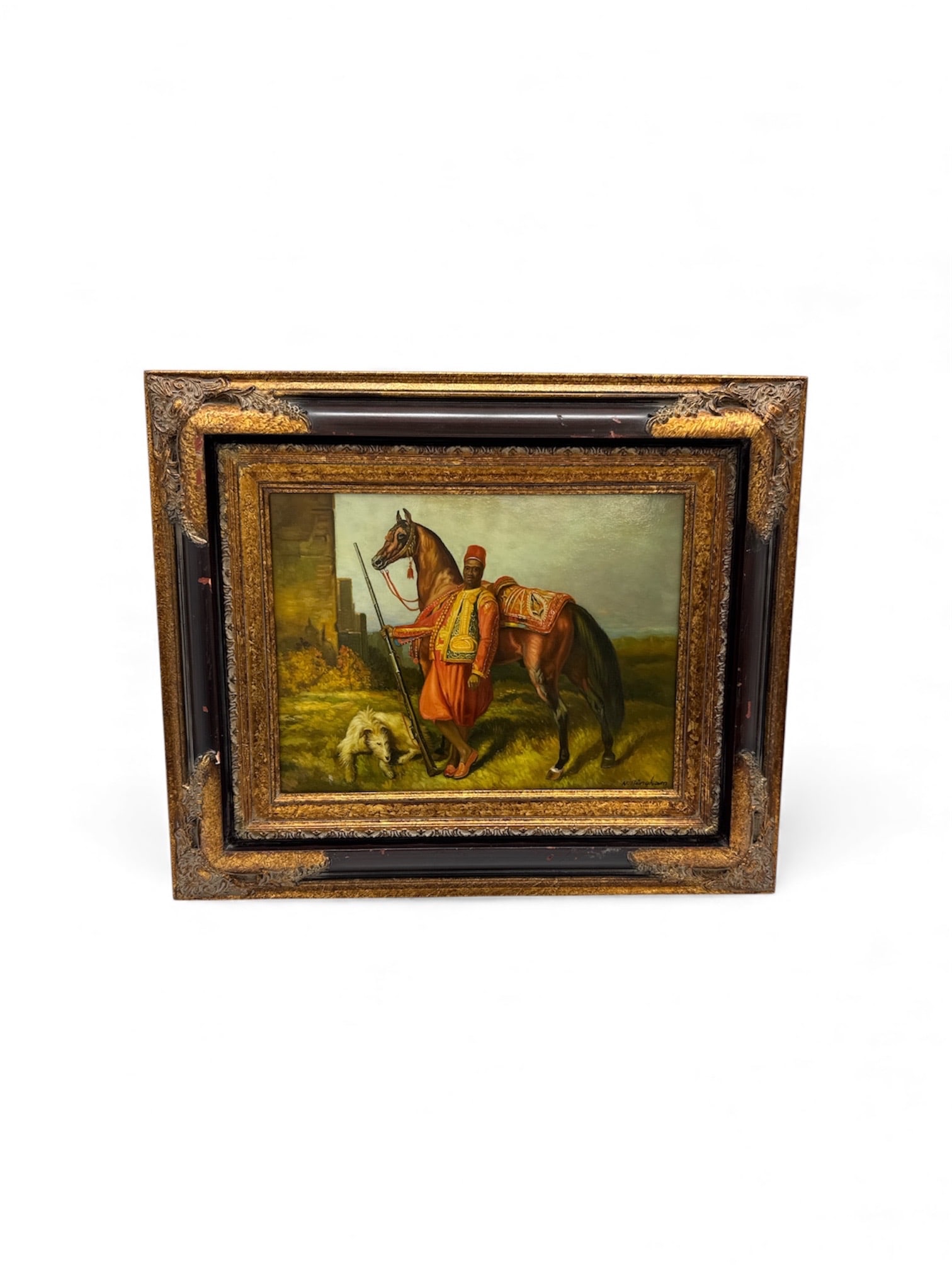 "Moor with a horse" by N. Henry Bingham (American, b.1939) Oil Metal Plaque (1 of 4)