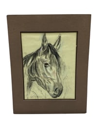 Horse Portrait Charcoal Drawing by L.A. Souder