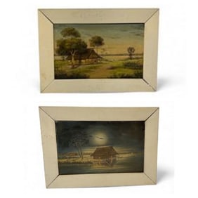“Thatched Hut at Night?? & “Quirama?? by Miguel Ortiz (Pair of Paintings)