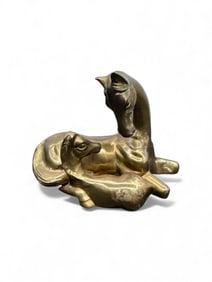 Vintage Brass Horse and Foal Sculpture