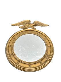 19th Century Antique Regency Style Convex Mirror with Eagle Crest