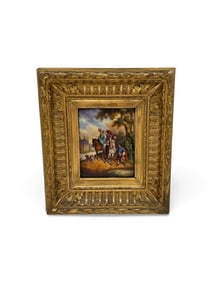 Continental Porcelain Plaque, Cavalcade Scene
