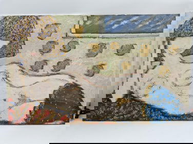 Nu au Bas Bleu by Louis Jaquet (France, b.1944) Mixed Media with Gold Leaf