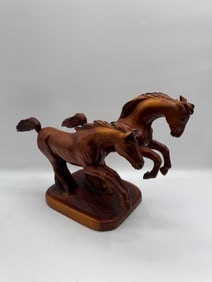 Carved Wood Horse Sculpture