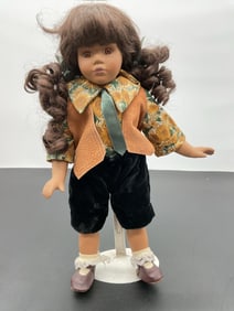 Porcelain Doll in Sunflower Shirt and Velvet Shorts