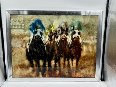 Framed Horse Racing Print, Signed