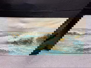 Coastal Seascape by June Nelson(American) Oil on Canvas