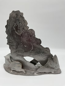 Brutalist Metal Sculpture of Woman, Signed, Artist Unknown