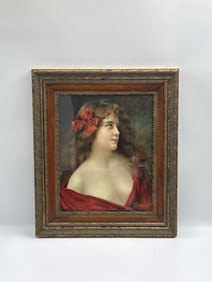 Vintage Portrait of a Young Woman, by Angelo Asti, Italian