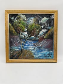 Moonlit River Scene by D. Tynes Gibson(American, b.1985) Oil on Canvas