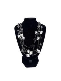 Multi-Strand Black and Clear Bead Necklace