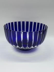 AJKA “Arabella?? Cobalt Cut-to-Clear Crystal Bowl – Hand Made in Hungary