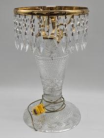 American Brilliant Crystal and Brass Table Lamp