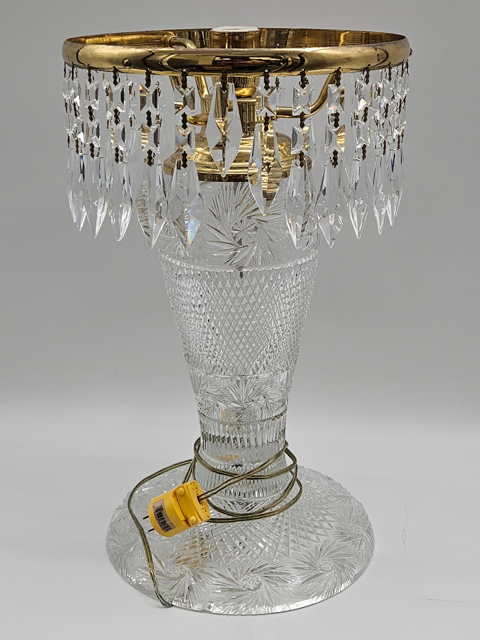 American Brilliant Crystal and Brass Table Lamp (1 of 9)