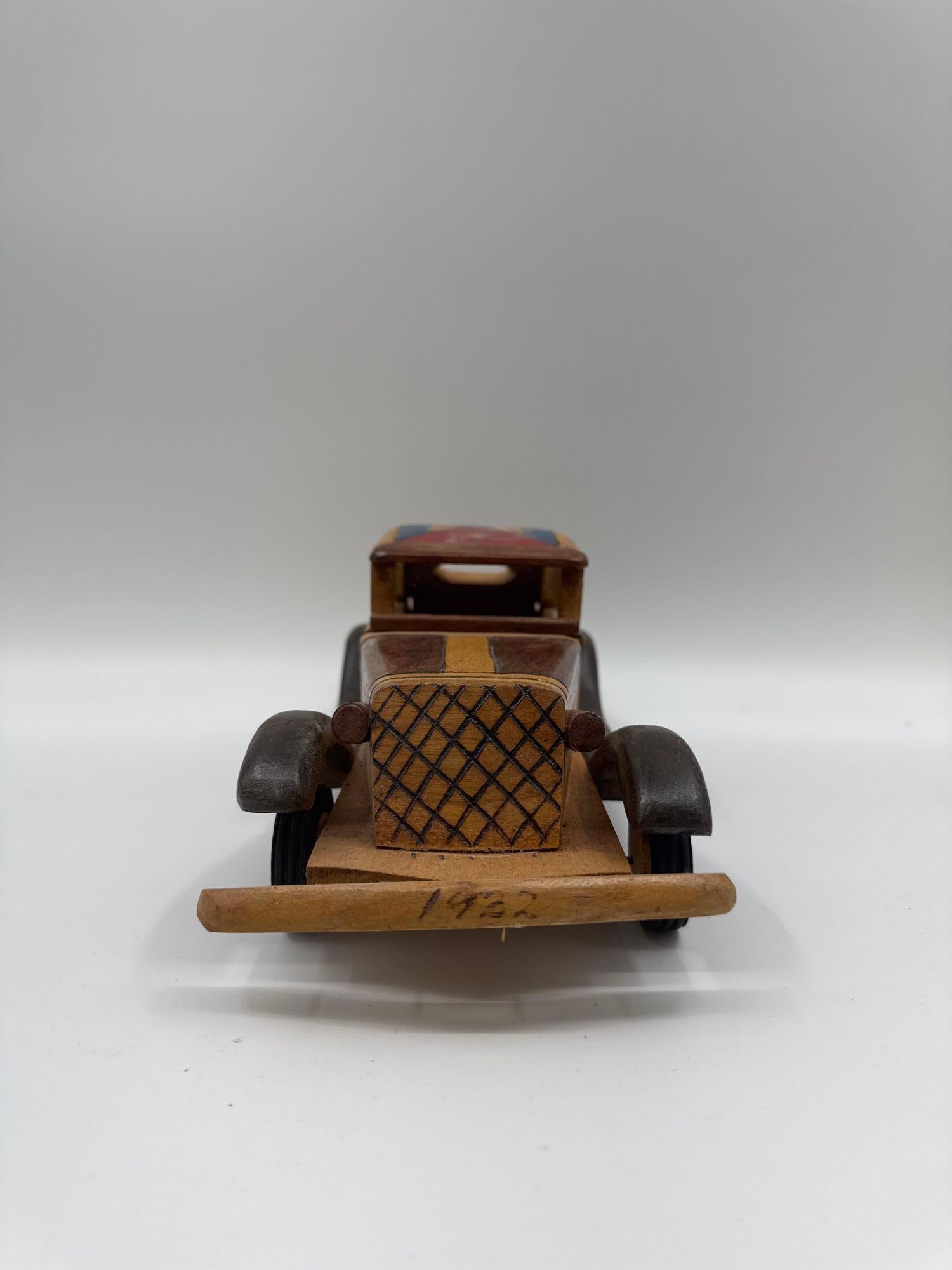 Handcrafted Wooden Model Car with Cuban Flag Roof (1 of 3)