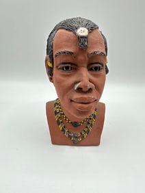 Handcrafted African Tribal Woman Bust - Tom Oneya - 2011