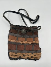 Handwoven Leather Patchwork Pouch