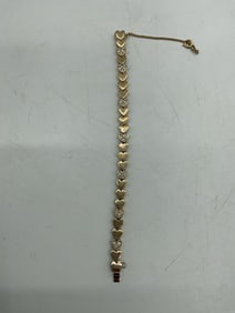 Gold Tone Heart Link Bracelet