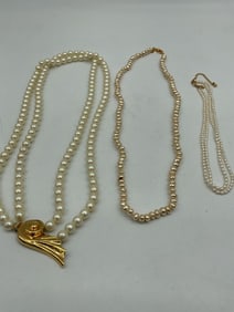 Group of Vintage Costume Jewelry and Pearl Necklaces