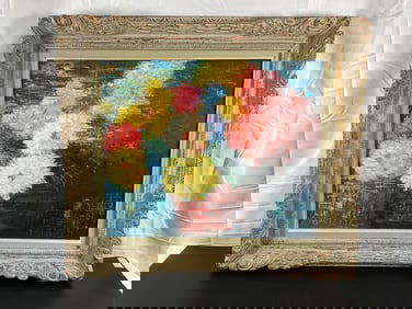 "Impressionist Floral Still Life" in Ornate Frame