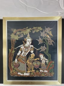 Vintage Hand Painted on Silk Thai Art