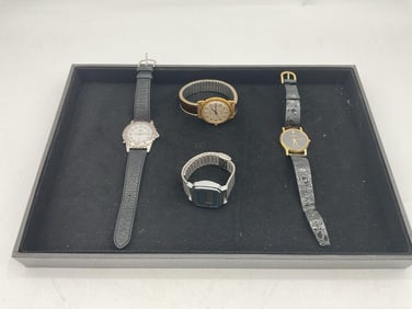 Group of 4 Vintage Wristwatches Mixed Brands and Styles
