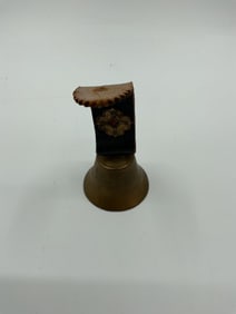 Vintage Brass Hand Bell with Leather Strap