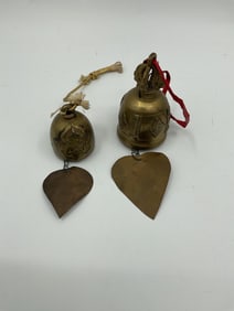 Two Asian Brass Bells with Leaf Clappers