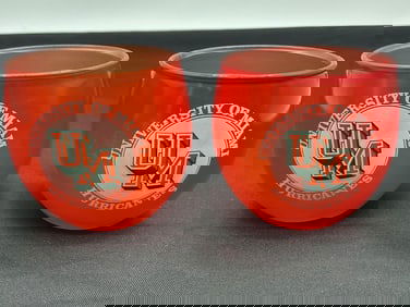 University of Miami Hurricanes Glass Candle Holders (Set of 2)