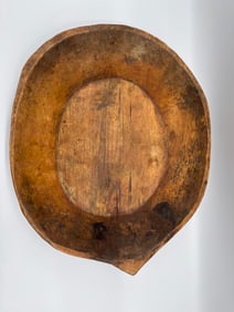 Auction 25Early 19th C Wooden Dough Bowl with Lip