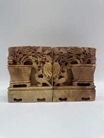 Matched Pair of Soapstone Bookends
