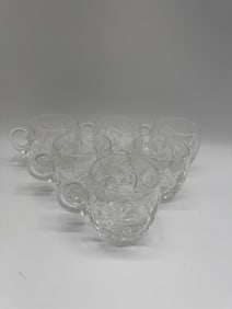Set of Six Cut Crystal Glass Cups