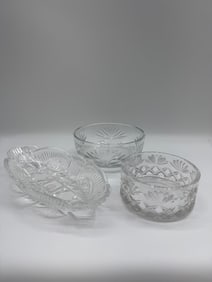Three Cut Glass Bowls