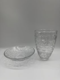 Cut Glass Vase and Bowl Set