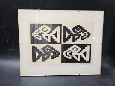 John Saccaro Abstract Geometric Print, 1973