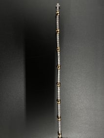 18kt 2-Tone White and Rose Gold with Diamonds Hearts Tennis Bracelet